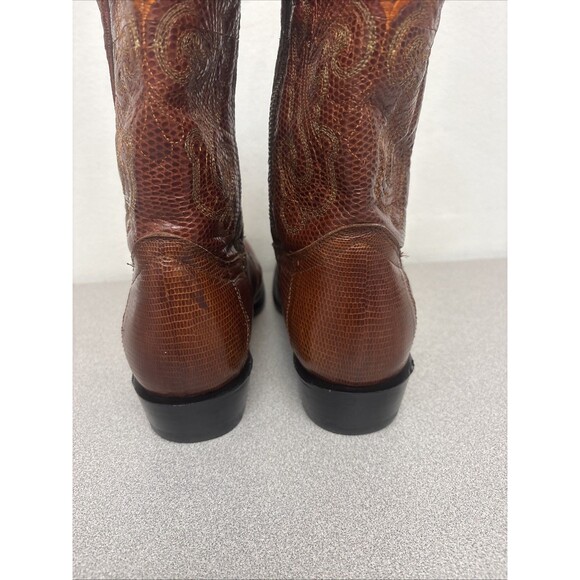 Corral Genuine Lizard, Rare Side Zip, Mens Boots, Cognac Brown, Size 10.5 D EUC main image 8